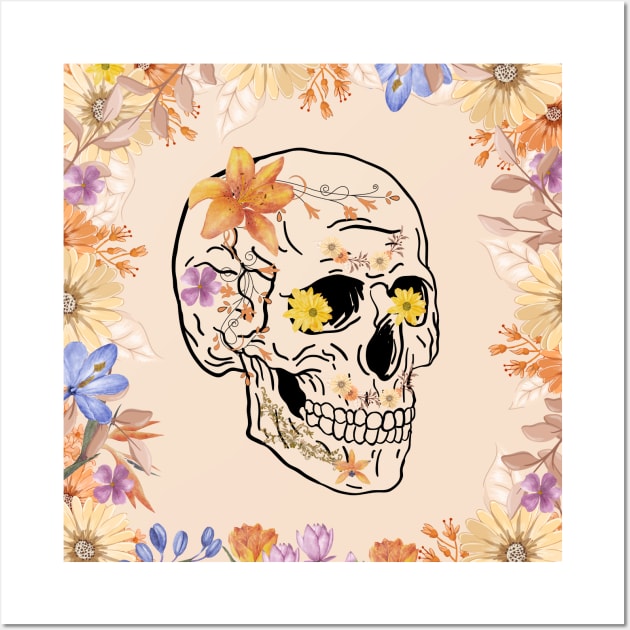 Floral Skull Wall Art by LAMCREART